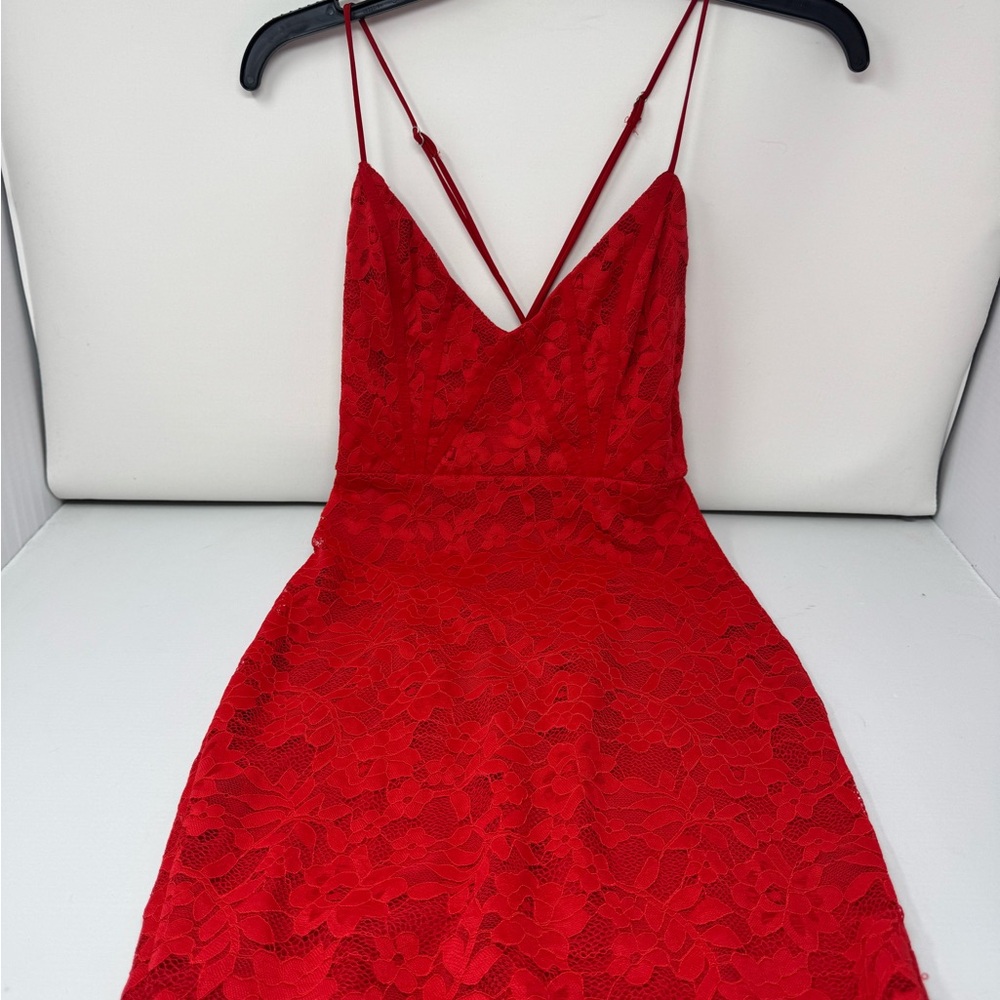 Hello Molly Red Backless Lace Dress